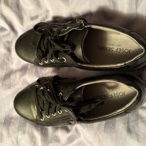 Josef Seibel Black Leather Lace-Up & Zip Sneaker